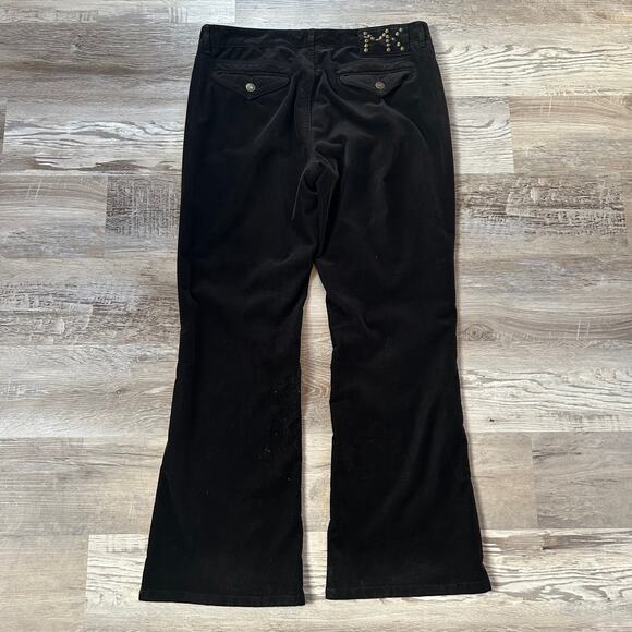 Vtg Y2K Michael Kors Black Corduroy Flare Pants Studded Pocket Low Rise 10P - Picture 3 of 9